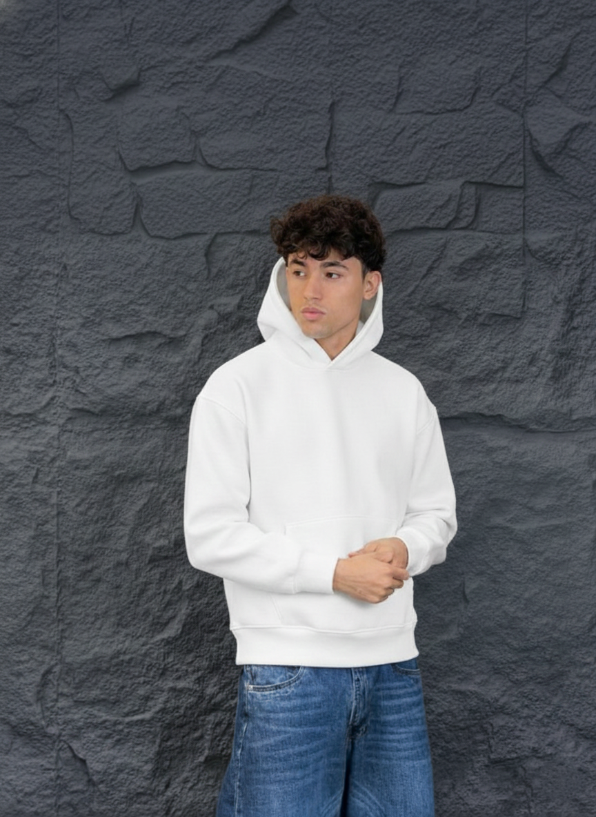 Box Fit White Hoodie - Image 2