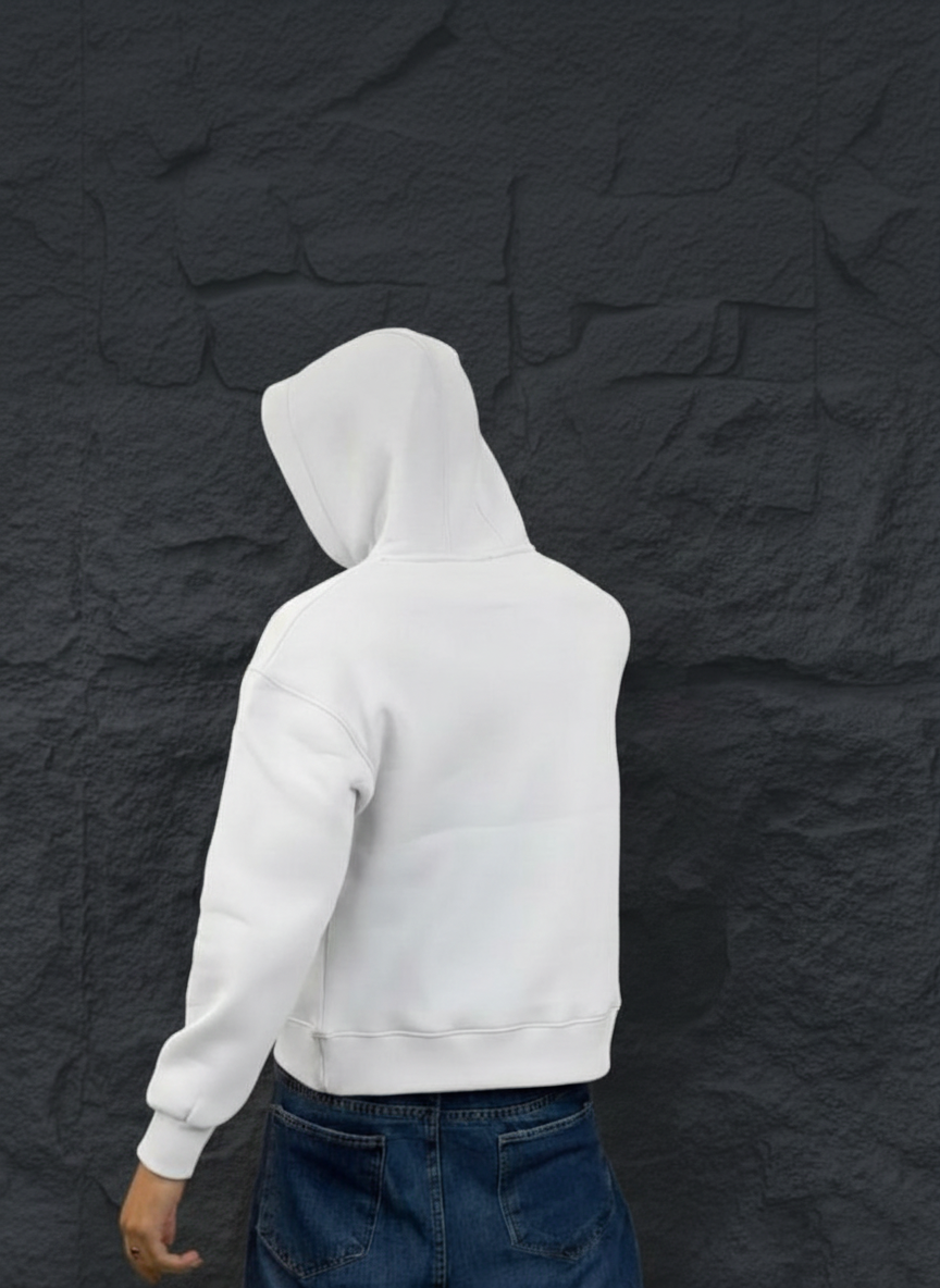 Box Fit White Hoodie - Image 3