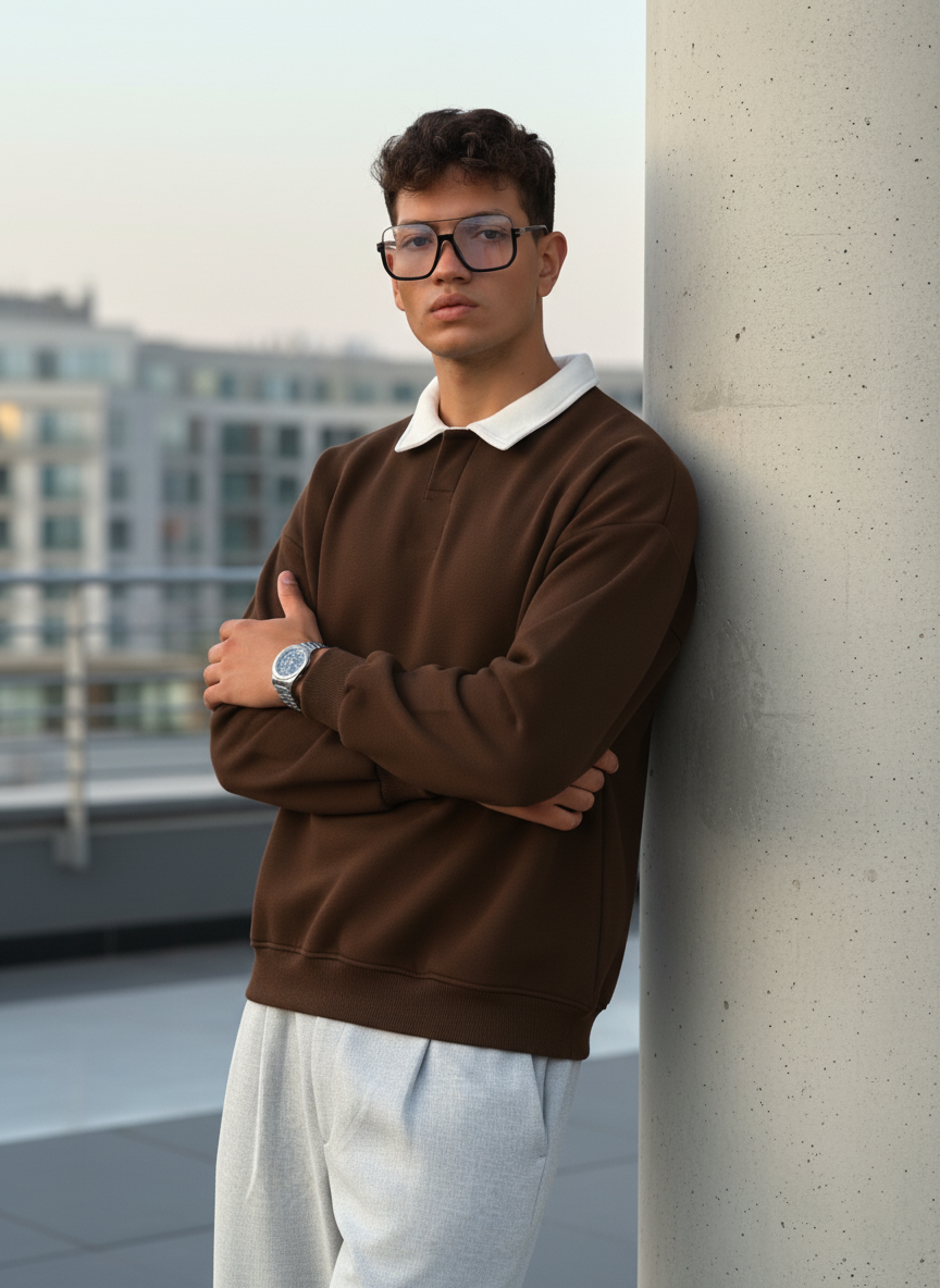 Box-Fit Polo Sweatshirt
